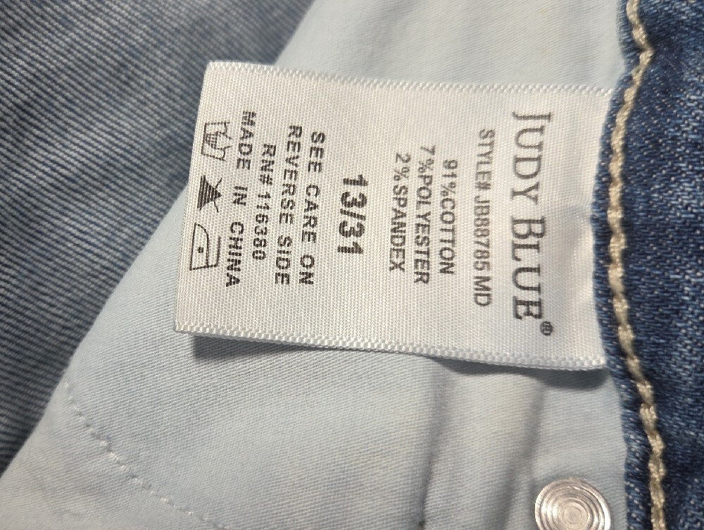 Judy Blue Medium Light Blue Distressed Straight Jeans - Picture 5 of 9